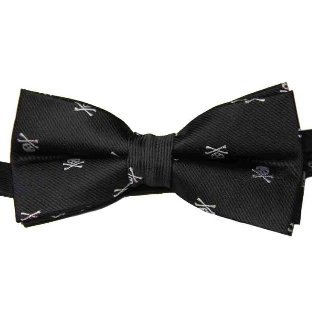 Gascoigne Black White Skull & Cross Bones Bow Tie - Picture 1 of 1